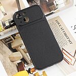 Πλάτη από Συνθετικό Δέρμα (PU) με TPU για iPhone 15 σε Μαύρο χρώμα με υφή sheepskin, ανυψωμένα χείλη κάμερας και ακριβείς εγκοπές.