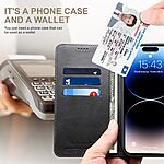 Flip Πορτοφόλι από Συνθετικό Δέρμα (PU) με TPU για iPhone 15 από SUTENI σε Μαύρο χρώμα με θήκες καρτών και ενσωματωμένο stand.