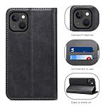 Flip Πορτοφόλι από Συνθετικό Δέρμα (PU) με TPU για iPhone 15 από SUTENI σε Μαύρο χρώμα με θήκες καρτών και ενσωματωμένο stand.