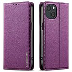 Flip Πορτοφόλι από Συνθετικό Δέρμα (PU) με TPU για iPhone 15 από LC.IMEEKE L1 Series σε Μωβ χρώμα με θήκες καρτών και αναδιπλούμενη βάση.