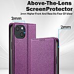 Flip Πορτοφόλι από Συνθετικό Δέρμα (PU) με TPU για iPhone 15 από LC.IMEEKE L1 Series σε Μωβ χρώμα με θήκες καρτών και αναδιπλούμενη βάση.