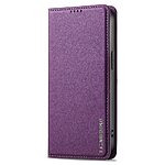 Flip Πορτοφόλι από Συνθετικό Δέρμα (PU) με TPU για iPhone 15 από LC.IMEEKE L1 Series σε Μωβ χρώμα με θήκες καρτών και αναδιπλούμενη βάση.