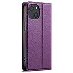 Flip Πορτοφόλι από Συνθετικό Δέρμα (PU) με TPU για iPhone 15 από LC.IMEEKE L1 Series σε Μωβ χρώμα με θήκες καρτών και αναδιπλούμενη βάση.