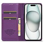 Flip Πορτοφόλι από Συνθετικό Δέρμα (PU) με TPU για iPhone 15 από LC.IMEEKE L1 Series σε Μωβ χρώμα με θήκες καρτών και αναδιπλούμενη βάση.