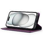 Flip Πορτοφόλι από Συνθετικό Δέρμα (PU) με TPU για iPhone 15 από LC.IMEEKE L1 Series σε Μωβ χρώμα με θήκες καρτών και αναδιπλούμενη βάση.