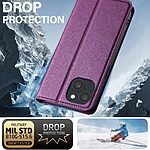 Flip Πορτοφόλι από Συνθετικό Δέρμα (PU) με TPU για iPhone 15 από LC.IMEEKE L1 Series σε Μωβ χρώμα με θήκες καρτών και αναδιπλούμενη βάση.