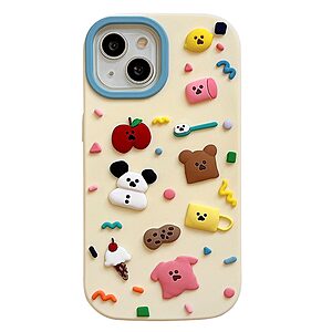 Πλάτη Σιλικόνης για iPhone 15 από OEM με χαριτωμένο 3D cartoon σχέδιο σε πολύχρωμη εκτύπωση. Αντικραδασμική προστασία και ακριβείς εγκοπές.