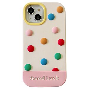 Πλάτη Σιλικόνης για iPhone 15 με χαριτωμένο 3D σχέδιο από πολύχρωμα beans, εξαιρετική αντικραδασμική προστασία και ακριβείς εγκοπές. Πολύχρωμο.