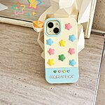 Πλάτη Σιλικόνης για iPhone 15 με χαριτωμένο 3D σχέδιο από πολύχρωμα αστέρια. Εξαιρετική απορρόφηση κρούσεων, ανυψωμένες άκρες για προστασία κάμερας.