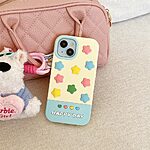 Πλάτη Σιλικόνης για iPhone 15 με χαριτωμένο 3D σχέδιο από πολύχρωμα αστέρια. Εξαιρετική απορρόφηση κρούσεων, ανυψωμένες άκρες για προστασία κάμερας.
