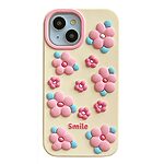 Πλάτη Σιλικόνης για iPhone 15 από OEM με χαριτωμένο 3D floral σχέδιο σε ροζ χρώμα. Προστασία από πτώσεις με ανυψωμένες άκρες γύρω από την κάμερα.