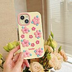 Πλάτη Σιλικόνης για iPhone 15 από OEM με χαριτωμένο 3D floral σχέδιο σε ροζ χρώμα. Προστασία από πτώσεις με ανυψωμένες άκρες γύρω από την κάμερα.