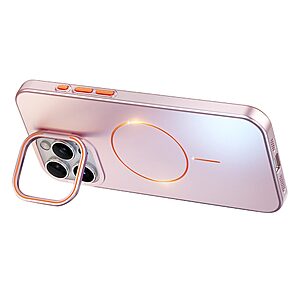 Σκληρή Πλάτη PC για iPhone 16 Pro Max σε Ροζ χρώμα με MagSafe και ενσωματωμένο Stand για hands-free προβολή. Στρατιωτική προστασία από πτώσεις.