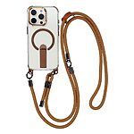 Σκληρή Πλάτη PC+TPU για iPhone 16 Pro Max με MagSafe, ενσωματωμένο Stand και ρυθμιζόμενο λουράκι 220cm σε Χρυσό χρώμα.