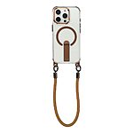 Σκληρή Πλάτη PC+TPU για iPhone 16 Pro Max με MagSafe, ενσωματωμένο Stand και ρυθμιζόμενο λουράκι 220cm σε Χρυσό χρώμα.