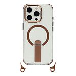Σκληρή Πλάτη PC+TPU για iPhone 16 Pro Max με MagSafe, ενσωματωμένο Stand και ρυθμιζόμενο λουράκι 220cm σε Χρυσό χρώμα.