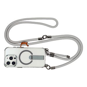 Σκληρή Πλάτη PC+TPU για iPhone 16 Pro Max σε Γκρι χρώμα με MagSafe, ενσωματωμένο Stand και ρυθμιζόμενο Λουράκι 220cm για hands-free χρήση.