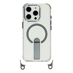 Σκληρή Πλάτη PC+TPU για iPhone 16 Pro Max σε Γκρι χρώμα με MagSafe, ενσωματωμένο Stand και ρυθμιζόμενο Λουράκι 220cm για hands-free χρήση.
