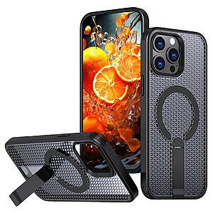 Σκληρή Πλάτη PC+TPU για iPhone 16 Pro Max σε Μαύρο χρώμα με ενσωματωμένο Stand και μαγνητική συμβατότητα. Διπλή προστασία με αποτελεσματική απαγωγή θερμότητας.