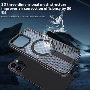 Σκληρή Πλάτη PC+TPU για iPhone 16 Pro Max σε Μαύρο χρώμα με ενσωματωμένο Stand και μαγνητική συμβατότητα. Διπλή προστασία με αποτελεσματική απαγωγή θερμότητας.