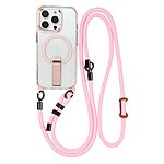Σκληρή Πλάτη PC+TPU για iPhone 16 Pro Max με MagSafe, ενσωματωμένο kickstand και ρυθμιζόμενο λουράκι 220cm σε Ροζ χρώμα.