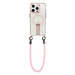 Σκληρή Πλάτη PC+TPU για iPhone 16 Pro Max με MagSafe, ενσωματωμένο kickstand και ρυθμιζόμενο λουράκι 220cm σε Ροζ χρώμα.