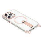 Σκληρή Πλάτη PC+TPU για iPhone 16 Pro Max με MagSafe, ενσωματωμένο kickstand και ρυθμιζόμενο λουράκι 220cm σε Ροζ χρώμα.