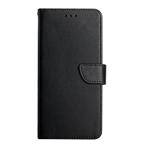 Flip Πορτοφόλι από Αυθεντικό Δέρμα για OnePlus Nord 6 5G σε Μαύρο χρώμα με θήκες καρτών, ρυθμιζόμενη βάση στήριξης και μαγνητικό κούμπωμα.