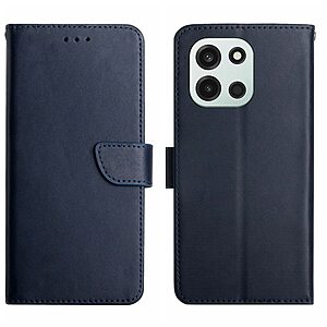 Flip Πορτοφόλι από Αυθεντικό Δέρμα Nappa για OnePlus Nord 6 5G σε Μπλε χρώμα με θήκες καρτών, μαγνητικό κούμπωμα και ρυθμιζόμενη βάση Stand.