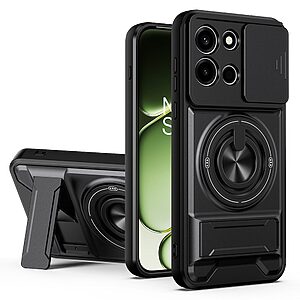 Σκληρή Πλάτη PC+TPU για OnePlus Nord 6 5G από OEM σε Μαύρο χρώμα με μαγνητικό δακτύλιο, περιστρεφόμενο Stand και προστασία φακού κάμερας.