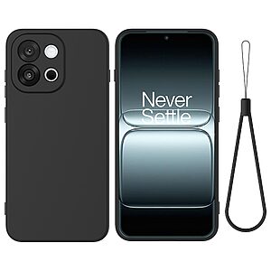 Πλάτη Σιλικόνης για OnePlus Nord 6 5G από OEM σε Μαύρο χρώμα με μαλακή εσωτερική επένδυση και λουράκι καρπού για ασφαλή μεταφορά.