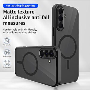 Σκληρή Πλάτη PC+TPU για Samsung Galaxy A37 5G από OEM σε Μαύρο χρώμα με ματ φινίρισμα, μαγνητικό δαχτυλίδι MagSafe και αερόσακους anti-drop.