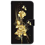 Flip Πορτοφόλι από Συνθετικό Δέρμα (PU) με TPU για Samsung Galaxy A37 5G σε Μαύρο/Χρυσό με θήκες καρτών, stand και λουράκι καρπού.
