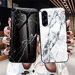 Σκληρή Πλάτη PC + Tempered Glass για Samsung Galaxy A37 5G από OEM με μοτίβο μαρμάρου σε Μαύρο χρώμα και τριπλή προστασία.