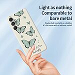 Πλάτη TPU για Samsung Galaxy A37 5G από OEM σε Μωβ χρώμα με μοτίβο πράσινης πεταλούδας και ίσια άκρα για καλύτερο κράτημα.
