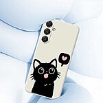 Πλάτη TPU για Samsung Galaxy A37 5G από OEM σε μπεζ χρώμα με μοτίβο γάτας, ίσιες άκρες και ανυψωμένο πλαίσιο προστασίας κάμερας.