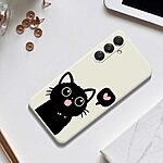 Πλάτη TPU για Samsung Galaxy A37 5G από OEM σε μπεζ χρώμα με μοτίβο γάτας, ίσιες άκρες και ανυψωμένο πλαίσιο προστασίας κάμερας.