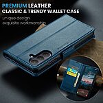 Flip Πορτοφόλι από Συνθετικό Δέρμα (PU) για Samsung Galaxy A57 5G - CASEME 023 - Μπλε με RFID προστασία, θήκες καρτών και αναδιπλούμενη βάση.