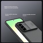 Σκληρή Πλάτη PC+TPU για Samsung Galaxy A57 5G από NILLKIN Camshield Pro Series σε ημιδιάφανο μαύρο χρώμα με sliding κάλυμμα κάμερας.