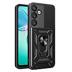 Σκληρή Πλάτη PC+TPU για Samsung Galaxy A57 5G από OEM σε Μαύρο χρώμα με περιστρεφόμενο Stand και προστασία φακού κάμερας.