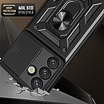 Σκληρή Πλάτη PC+TPU για Samsung Galaxy A57 5G από OEM σε Μαύρο χρώμα με περιστρεφόμενο Stand και προστασία φακού κάμερας.