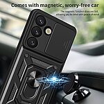 Σκληρή Πλάτη PC+TPU για Samsung Galaxy A57 5G από OEM σε Μαύρο χρώμα με περιστρεφόμενο Stand και προστασία φακού κάμερας.