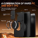 Σκληρή Πλάτη PC+TPU για Samsung Galaxy A57 5G από OEM σε Μαύρο χρώμα με περιστρεφόμενο Ring Stand, μαγνητικό κλείδωμα και sliding κάλυμμα κάμερας.