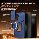 Σκληρή Πλάτη PC+TPU για Samsung Galaxy A57 5G σε Μπλε χρώμα με ενσωματωμένο Stand, μαγνητικό δακτύλιο 360° και συρόμενη κάλυψη κάμερας.
