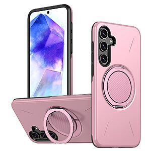 Σκληρή Πλάτη PC+TPU για Samsung Galaxy A57 5G από OEM σε Ροζ χρώμα με περιστρεφόμενο Stand 360° και συμβατότητα MagSafe.