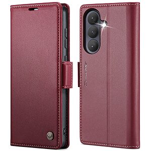 Flip Πορτοφόλι από Συνθετικό Δέρμα (PU) για Samsung Galaxy A57 5G - CASEME 023 - Κόκκινο με RFID Blocking, θήκες καρτών και βάση στήριξης.