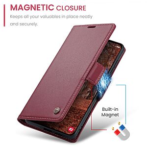 ΘΗΚΕΣ ΚΙΝΗΤΩΝ ΑΞΕΣΟΥΑΡ SAMSUNG GALAXY ACE S5830 30 Flip Πορτοφόλι από Συνθετικό Δέρμα (PU) για Samsung Galaxy A57 5G - CASEME 023 - Κόκκινο με RFID Blocking, θήκες καρτών και βάση στήριξης.