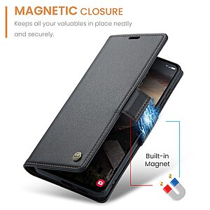 ΘΗΚΕΣ ΚΙΝΗΤΩΝ ΑΞΕΣΟΥΑΡ SAMSUNG GALAXY ACE S5830 32 Flip Πορτοφόλι από Συνθετικό Δέρμα (PU) για Samsung Galaxy A57 5G από CASEME 023 σε Μαύρο με RFID προστασία, θήκες καρτών και stand.