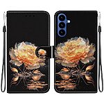 Flip Πορτοφόλι από Συνθετικό Δέρμα (PU) με TPU για Samsung Galaxy A57 5G σε Χρυσό χρώμα με θήκες καρτών, Stand και Λουράκι καρπού.