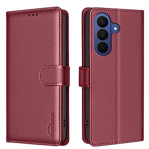 Flip Πορτοφόλι από Συνθετικό Δέρμα (PU) με TPU για Samsung Galaxy A57 5G από BINFEN COLOR BF32 σε Κόκκινο με RFID προστασία και Stand.